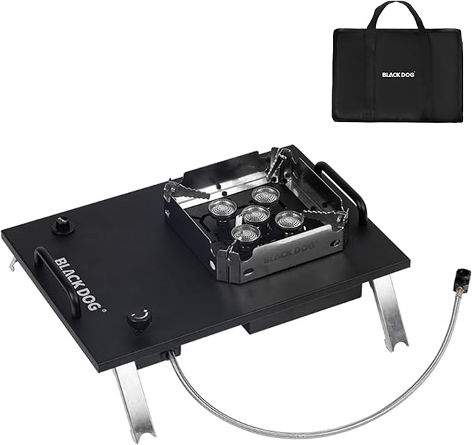 Blackdog Camping Stove,IGT portable Gas stove,7200w/24500Btu,Windproof flap,Electronic ignition,Fire power adjustment,Backpacking,Folding,Compatible with ISOBUTANE