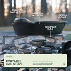 Portable Butane Gas Stove for Camping, Outdoor, and Indoor Cooking, Compact Lightweight Single Burner with Carrying Bag for Travel – by Altena