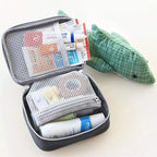 Portable Mini First Aid Bag Empty, Small Size Travel Medicine Pouch Double Zippers Handy Pills Pocket for Travel Home (Gray)