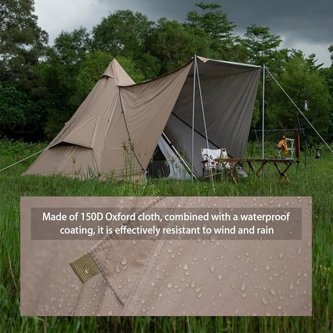 Outdoor Pyramid-Shaped Camping Tent Fully Automatic Tent Oxford Cloth Waterproof Backpacking Tent