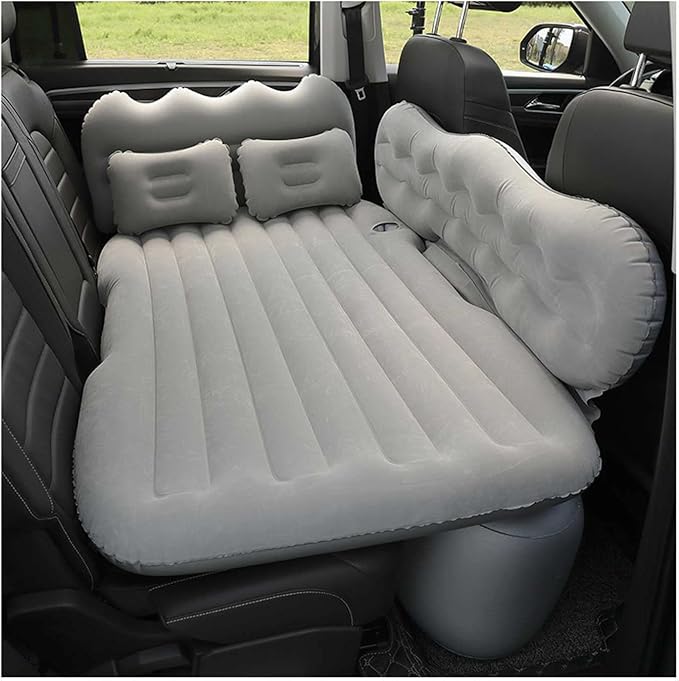 Bed Car Mattress Camping Mattress, Inflatable Thickened Car Air Bed with Air Pump Portable Sleeping Pad Mattress for Home Car Travel Camping,Grey