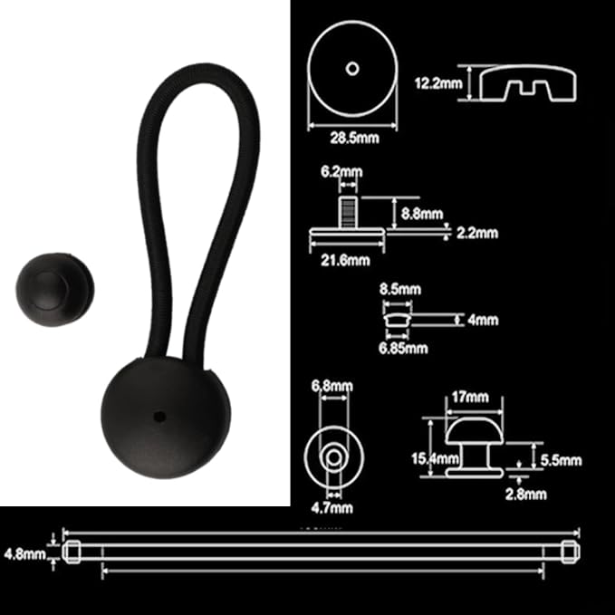 5 Pack Shock Cord Fastener Bungee Cord Clips With Adjustable Knob For Tent Boat Cover Canvas Marine Truck RV Trailer Accessories Nylon Rubber Material 13Cm Stretch Length(black)
