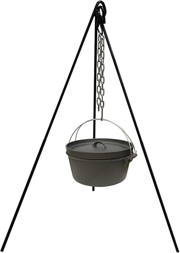 Cuisiland 48" Heavy Duty Camping Tripod Campfire Cooking Dutch Oven Tripod Adjustable Grill Tripod for Outdoor Campfire Cooking Camping, Picnic
