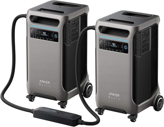 Anker SOLIX F3800 12000W Generators for Home Use, 7680wh Power Station with Double Power Hub, Lifepo4 Power Station, Solar Generator for Home Use, Power Outages, Emergency