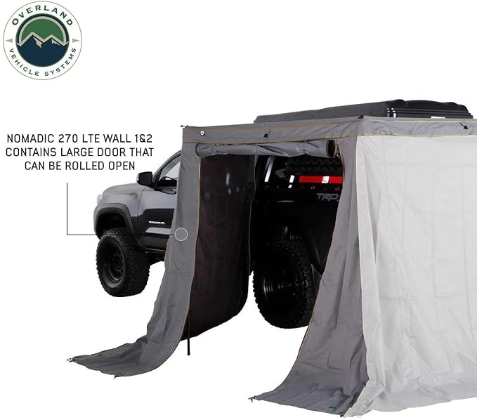 Overland Vehicle Systems HD Nomadic 270 LTE Drivers Side Awning Wall 1 and 2 | Dark Gray | Awning Sold Separately | 18309909
