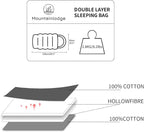 Mountainlodge 100% Cotton Shell and Lining Sleeping Bag for Adult Cold Weather with Compression Bag&Carry Bag for Camping,Travel and Car Camping
