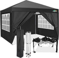 COBIZI 10x10 Pop up Canopy Tent Protable Canopy Tent with 4 Sidewalls Waterproof Commercial Instant Shelter for Parties, Wedding, Courtyard with Carry Bag(10x10FT with 4 Sides, Black)