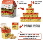 256 pcs Natural Fire Starters for Fireplace, Wood Stove, Charcoal Grill, BBQ, Fire Pit & Smoker – Wood Wool & Wax Rolls – Easy to Light, No Prep, No Mess