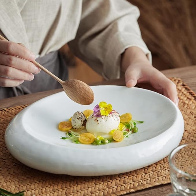 Camping Plates Serve Plate Tray Dinner Plate Creative Tableware Ceramic Commercial Kitchen Tableware Plate Decorative Plate(Large)