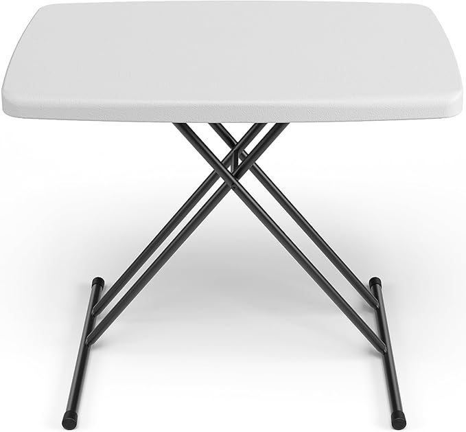 Folding Table 30 Inch - Small Desk Adjustable Height TV Tray for Laptop, Couch, Camping - Heavy Duty Utility Foldable Table for Small Spaces, No Assembly Required, Snowy Granite