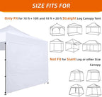 Joramoy Instant Canopy Sidewall 10×10 for Pop Up Tent, Waterproof Sunwall for Straight Leg Canopy with UV Protection, 1 Pack Side Panels Only(10×10, White)
