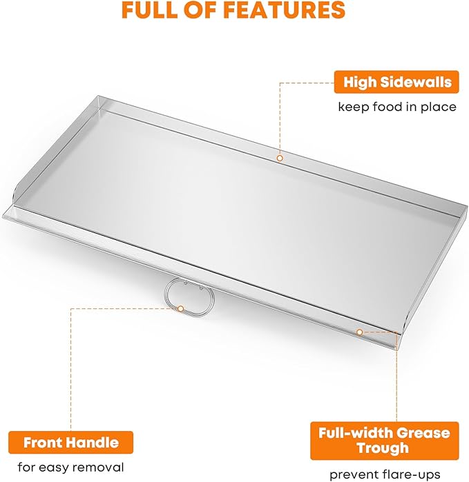 Stanbroil Fry Griddle for Camp Chef Stove, 16 in. x 37 in. Stainless Steel Flat Top Griddle, 3 Burner 16" Cooking Accessories for Camp Chef Tahoe, Expedition 3X, PRO90X