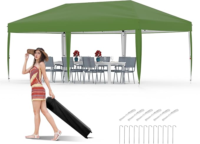 Garvee 10x10 Pop Up Canopy Tent, Heavy Duty Commercial Instant Shelter with One-Person Setup, UPF 50+ Waterproof, 100 Sq Ft Shade for Outdoor Events, Camping, Farmers Market