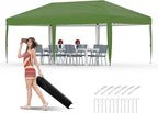 Garvee 10x10 Pop Up Canopy Tent, Heavy Duty Commercial Instant Shelter with One-Person Setup, UPF 50+ Waterproof, 100 Sq Ft Shade for Outdoor Events, Camping, Farmers Market