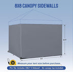 CROWN SHADES 8x8 Canopy Sidewalls (4pck) - Replacement Walls for 8x8 Gazebo, Event Shelter Accessories - Gray