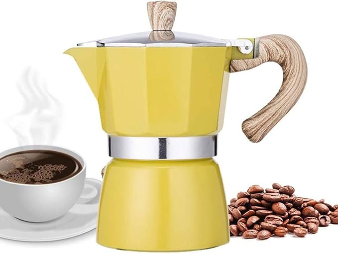 Italian Mocha Pot, Espresso Pot Stovetop 3/6 Cup Wood Handle Espresso Mocha Pot For Home/Camping Use