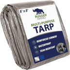 RUGGED RHINO All Weather 100% Waterproof Heavy Duty Tarp, UV Temperature Resistant Tarps, High Durability Multipurpose Cover, for Home Outdoor Winter Snow Clean Up, Camping, 5 Mil, 6x8, 1 Pack, Silver