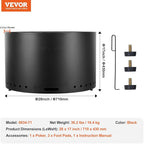 VEVOR Smokeless Fire Pit Stove Bonfire, H: 17 in x Dia: 28 in,Wood Burning Fireplaces with Removable Ash Pan, SUS430 Stainless Steel Inner Portable Outdoor Firepit,for Outdoor Patio Camping, Black