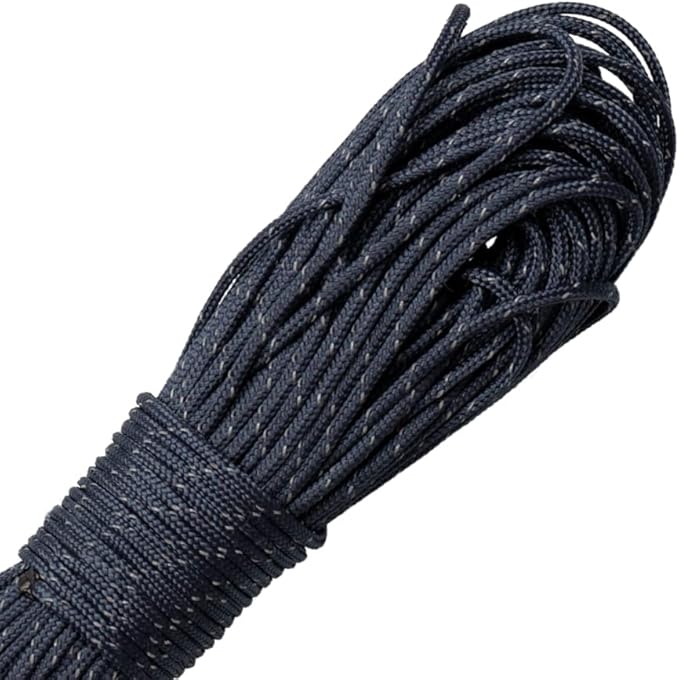 Paracord Planet – Fluorescent 1.75mm Reflective Guyline 95 Paracord Tent Rope Camping Parachute Cord – FS Navy Blue – 65ft