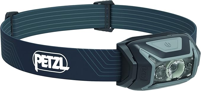 PETZL ACTIK Headlamp (450 Lumens) with Multi-Beam and Red Light - Grey