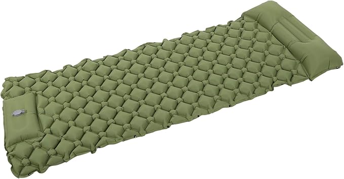 Camping Sleeping Pad Mat, Inflatable Cushion Air Mattress, Military Green, Lightweight and Portable, Puncture and Tear, TPU Material, for Outdoor Travelling Use