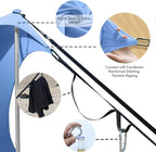 Beach Sun Shade Windproof Design, Sun Shelter UPF50+ Portable Family Tent with 6 Sandbags Anchors 10x10 FT 2 Pole