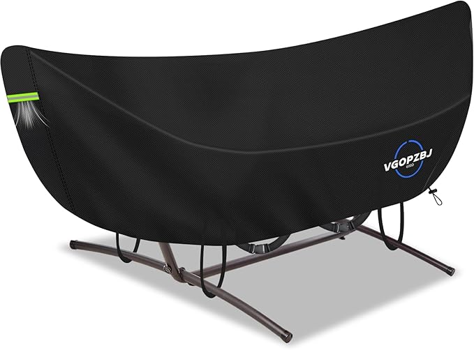 Hammock Cover Waterproof, 600D Heavy Duty Oxford-Thickened Cover for 10 - 12FT Hammock Stand With Handles,Vents,Click-Close Straps & Reflective Strip All Weather Protection