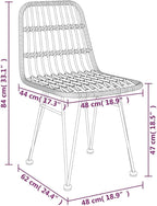 Patio Chairs 2 pcs Black ,Coffee Chair,Study Chair,Camping Chair,Barbecue Chairs,Bistro Chair,Lawn Chairs,Balcony Chairs,for Outdoor,Fire Pit,Deck,Lawn,Outside,Garden,18.9"x24.4"x33.1" PE Rattan