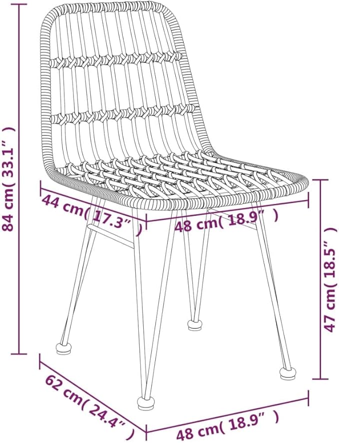 Patio Chairs 2 pcs Black ,Coffee Chair,Study Chair,Camping Chair,Barbecue Chairs,Bistro Chair,Lawn Chairs,Balcony Chairs,for Outdoor,Fire Pit,Deck,Lawn,Outside,Garden,18.9"x24.4"x33.1" PE Rattan