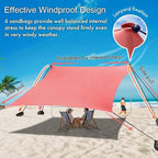 Beach Canopy Windproof Design, Sun Shelter UPF50+ Portable Family Tent with 6 Sandbags Anchors 10x10 FT 2 Pole Pop Up Outdoor Shelter for Beach, Camping, Fishing, Backyard