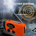 7400mWh Weather Emergency Radio, Portable Solar AM/FM/NOAA Hand Crank Radio, Cell Phone Charger with SOS, 1W LED Flashlight, Headphone Jack, Power for Emergency Preparedness (2000mAh Orange)