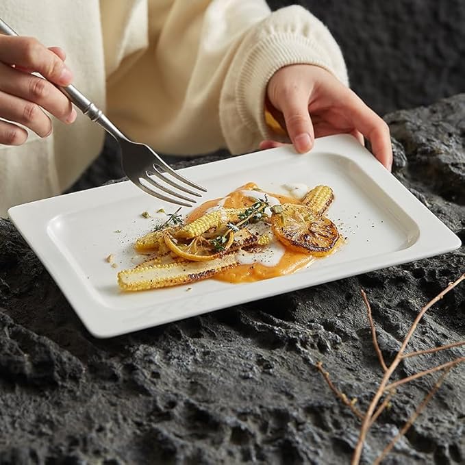 Camping Plates Creative Ceramic Hotel Tableware Household Dish Rectangular Western Food Decorative Plate