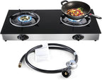 forimo Propane Gas Cooktop 2 Burners Gas Stove portable Tempered Glass Double Burners Stove Auto Ignition Camping Double Burner LPG for RV,Apartments,Outdoor