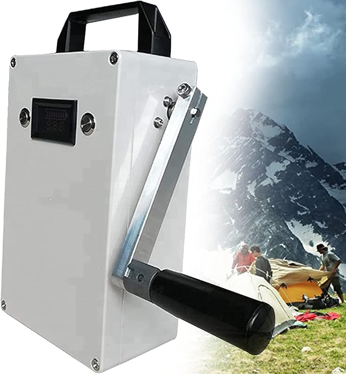 Hand-Cranked Generator, Portable Emergency Power Supply with USB, Solar Powered Manual Generator for Camping and Outdoor Use AC110V/220V