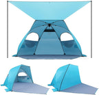 Elegear Beach Tent with Canopy, 1-Second Setup Pop Up Sun Shelter Shade, UPF 50+ UV Protection Silver-Coated Lightweight Portable Beach Cabana