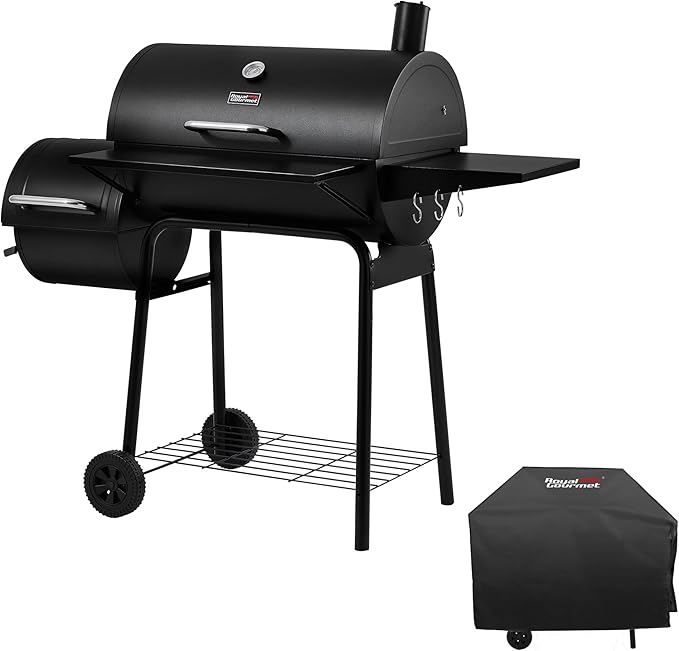 Royal Gourmet CC1830SC Charcoal Grill Offset Smoker with Cover, 811 Square Inches, Black, Outdoor Camping