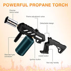 Powerful Propane Torch Gun, Kitchen Grill Torch with Detachable Design, Adjustable Flamethrower Torch Burner for Searing Steak, BBQ, Welding, Camping Charcoal Lighter(Tank Not Included)