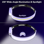 COSOOS LED Headlamp Rechargeable Flashlight, Bright Headlight Adjustable Headband for Women & Girl,1000 Lumen Wide Beam & Spot Light, Motion Sensor, 2.4 oz Lightweight Hiking Camping Essential