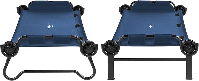 Disc-O-Bed Large Outdoor Convertible 2 Person Bench and Double Camping Cot Portable Bed Bunk System for Adults, Navy