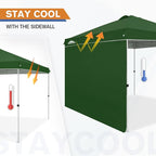 EAGLE PEAK Commercial Canopy 10x10 Pop Up Canopy Tent with 1 Sidewall, Easy Setup Heavy Duty Instant Event Shelter for Vendors & Markets, Outdoor Sun Shade, Green