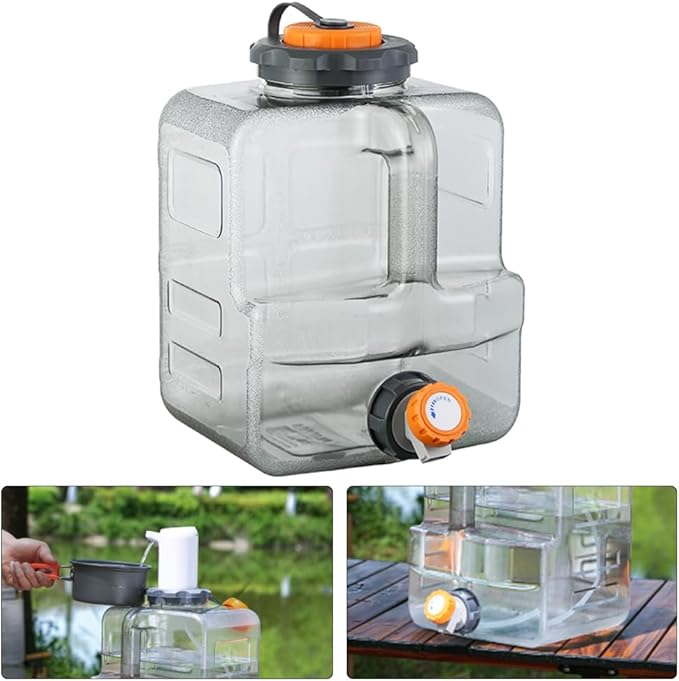 ASIEIT 3.2 Gallon Water Jug with Spigot, Portable Water Tank BPA Free, Leak-Proof Water Containers for Camping Water Storage Containers for Emergency Outdoor Hiking Picnic, Green/Black/Yellow