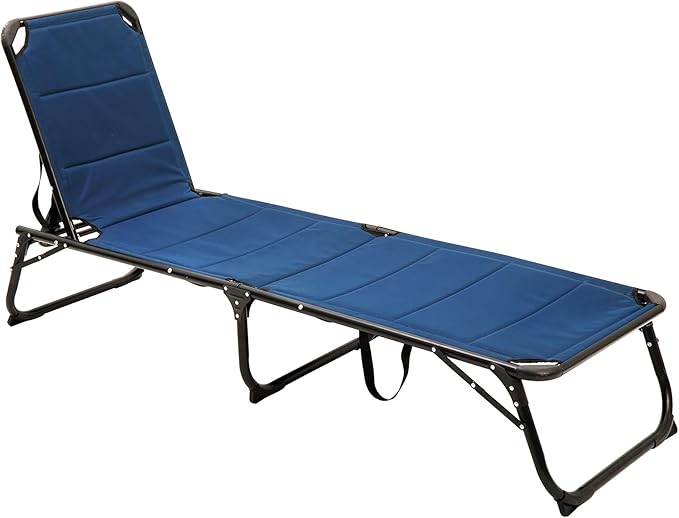 SUNNYFEEL Folding Lounge Chair Patio Chaise, Outdoor Portable Sun Lounger, Folding Camping Cot, with Adjustable Backrest and Removable Pillow for Outside Beach, Sunbathing, Pool, Lawn, Deck