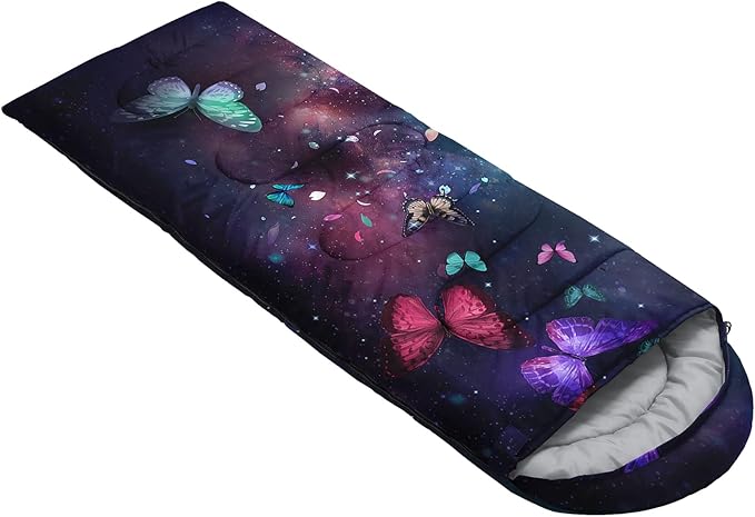 Kids Sleeping Bag for Boys Girls,Blue Ripples Print-Lightweight Warm Portable Outdoor Indoor-Waterproof Cold Weather Resistant Sleeping Bag for Camping Hiking