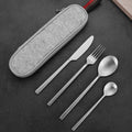 Portable Silverware Set Camping Flatware Stainless Steel Cutlery Set Include Knife Fork Spoon Dessertspoon and Tableware Bag