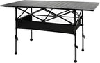 4FT Camping Table, 47" x 21" Steel Fold Up Lightweight Table, Adjustable Height Folding Picnic Table with Carry Bag for Camping, Picnic, Backyard, BBQ, Patio