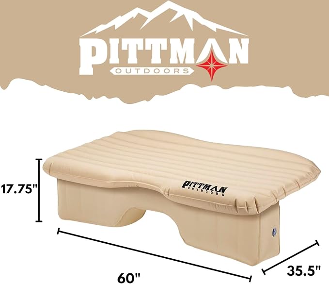 Pittman Outdoors Backseat Bed – 60" Air Mattress for Trucks & Vans – Includes Pump, Pillow & Storage Bag