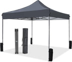 NEWBULIG 10x10 FT Pop Up Canopy Easy Up Tents for Camping Parties Events Beach Backyard Portable Outdoor Shelter Heavy Duty Instant Sun Shade with Sand Bags, Grey
