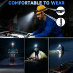 Rechargeable Headlamp High Lumen, 3000L Super Bright Head Lamp, 90° Rotatable Head Lights for Forehead, Adjustable Focus Headlight Flashlight, 4Modes LED Headlamps for Adults Hardhat Camping (4Pack)