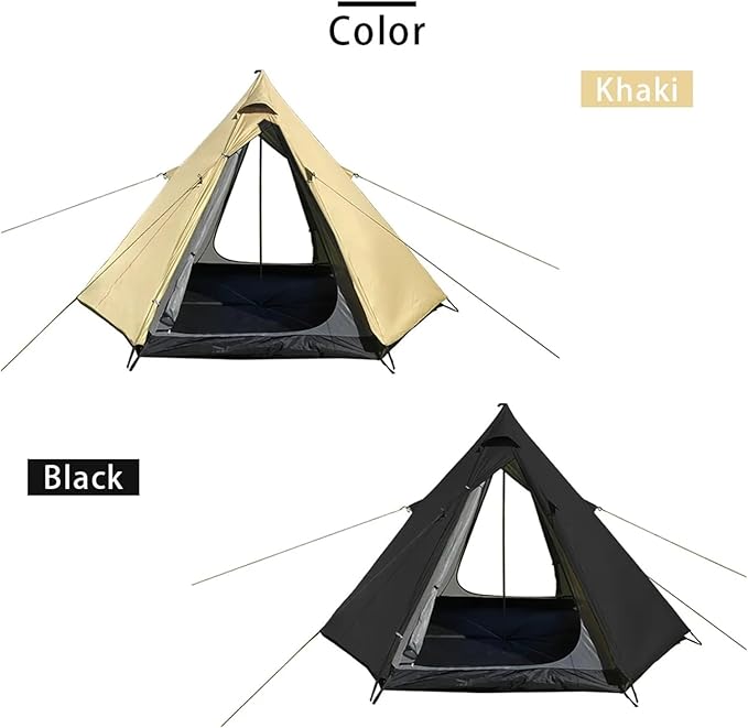 Compatible for Ultralight Pyramid 4 Person Camping Tent - Double Layer Outdoor Hiking Teepee, Large Space Family Tourist Backpacking Tipi