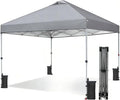 Sweetcrispy 10x10ft Pop Up Canopy Tent with 1-Person One Push Setup, Instant Portable Outdoor Shelter for Beach, Events, Camping – Includes Rolling Carry Bag, Grey